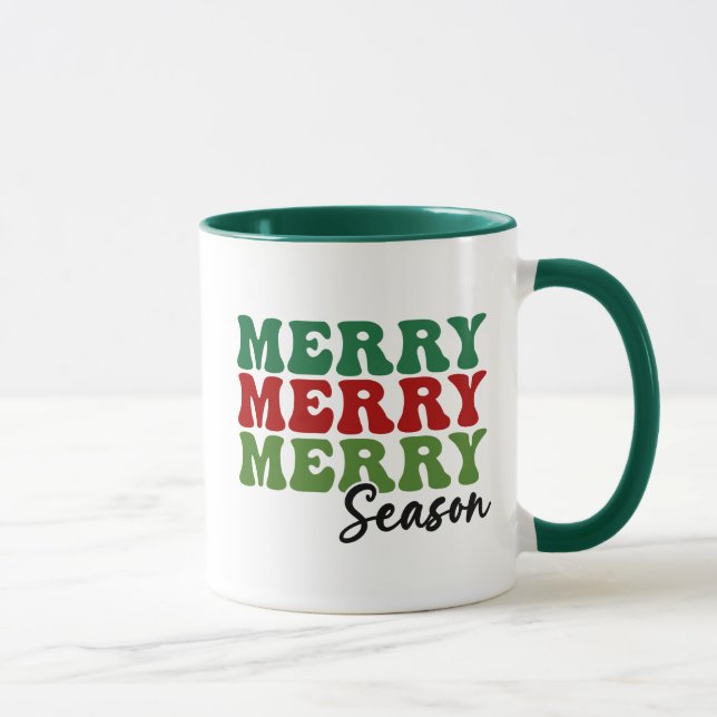 Merry Merry Season - Retro Helgdag Art Mugg (Höger)