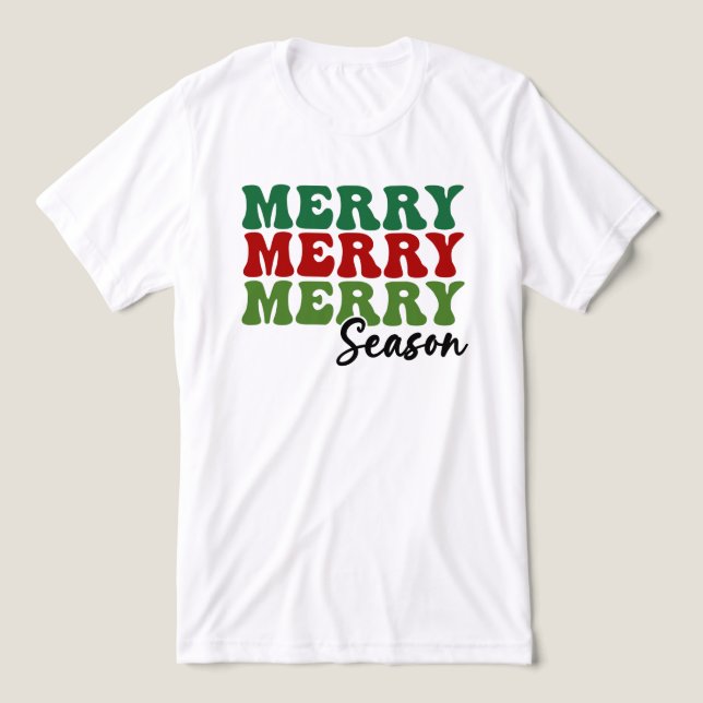 Merry Merry Season - Retro Helgdag Art T Shirt (Design Framsida)