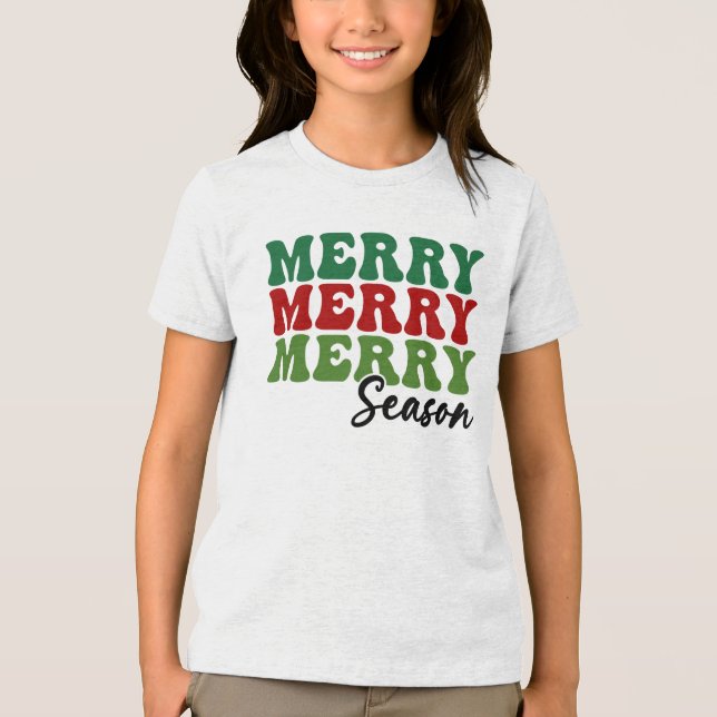 Merry Merry Season - Retro Helgdag Art T Shirt (Framsida)