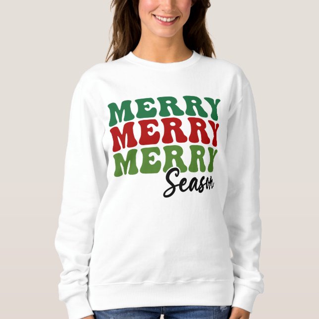 Merry Merry Season - Retro Helgdag Art T Shirt (Framsida)
