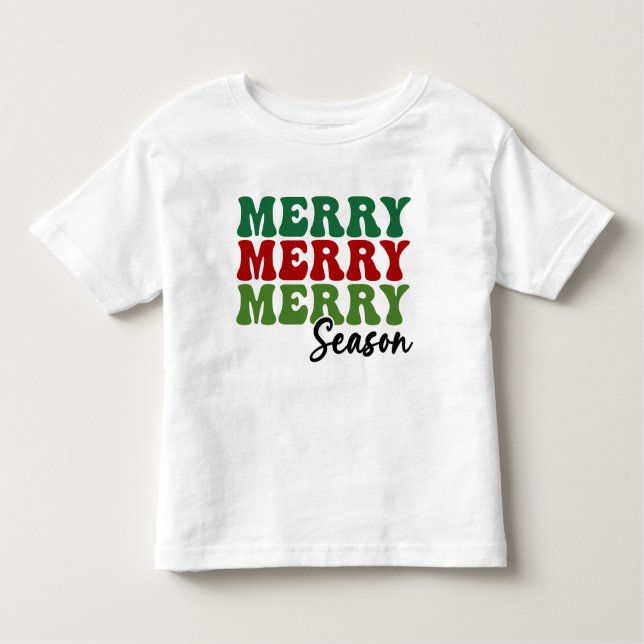Merry Merry Season - Retro Helgdag Art T Shirt (Framsida)