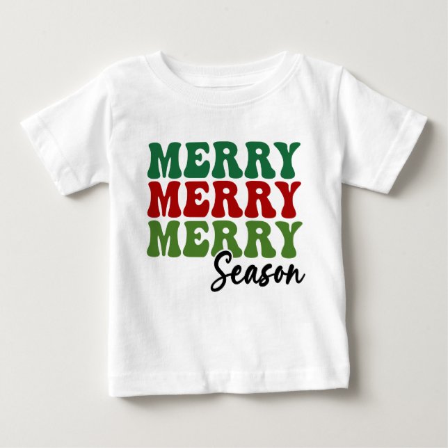 Merry Merry Season - Retro Helgdag Art T Shirt (Framsida)