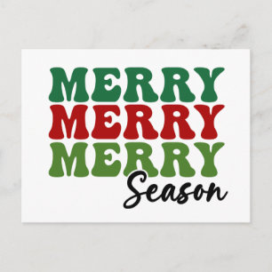 Merry Merry Season - Retro Helgdag Art Vykort
