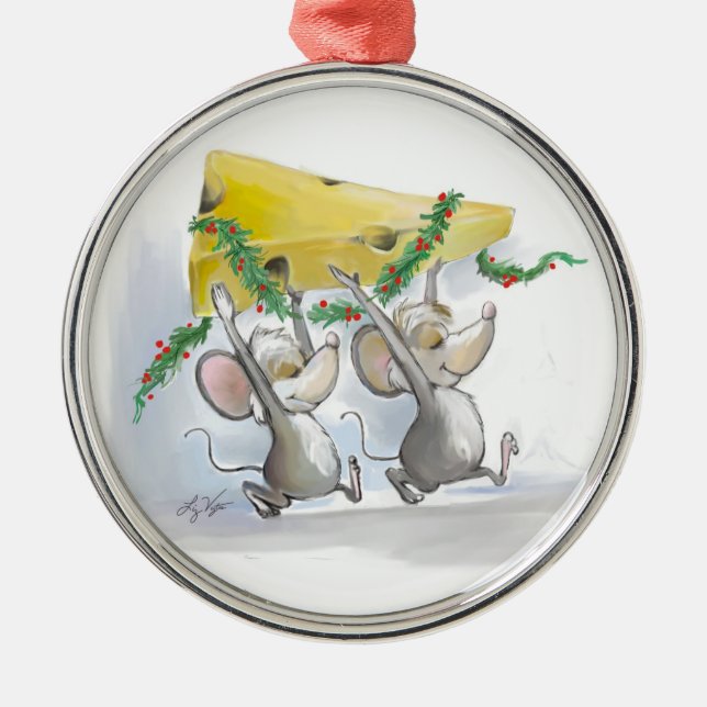 Merry Mice Mic & Mac Round Premium Ornament (Framsidan)