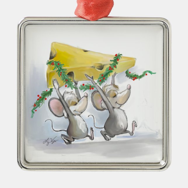 Merry Mice Mic & Mac Square Premium Ornament (Framsidan)