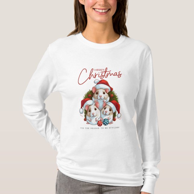 Merry Mice Trio: Whisking you jul Cheer T Shirt (Framsida)