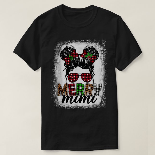 Merry Mini Julafton Buffalo Play Leopard Messy Bun T Shirt (Design framsida)