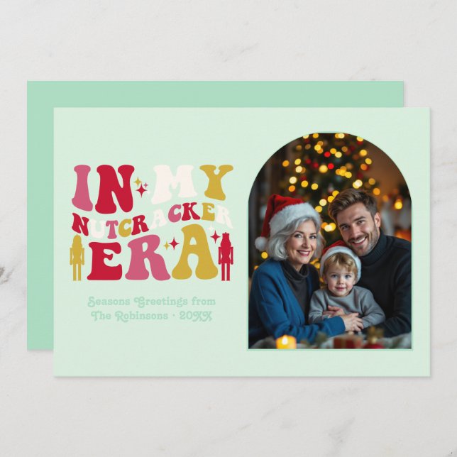 Merry Mint In My Nutcracker Era Christmas Photo Julkort (Fram/baksida)