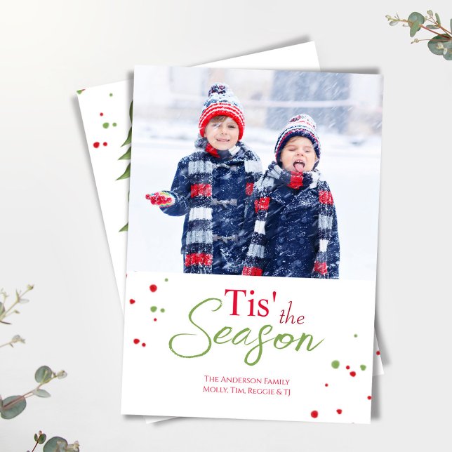 Merry Mistletoe Cute jul ett foto Julkort (Tis' the Season whimsical photo card.)