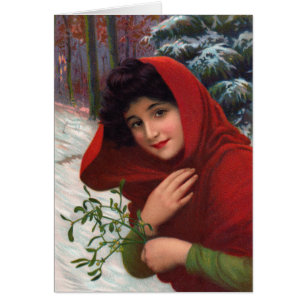Merry Mistletoe Maiden Hälsningskort
