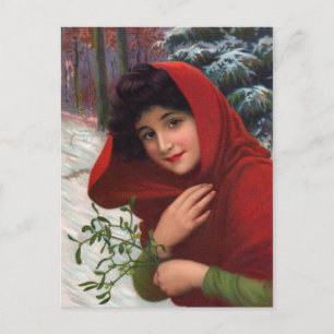 Merry Mistletoe Maiden-vykort Helg Vykort