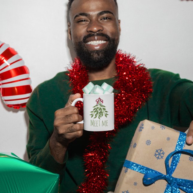 Merry Mistletoe med White Berries Kaffemugg (Christmas cute merry mistletoe holiday custom mug)