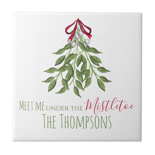 Merry Mistletoe med White Berries Kakelplatta (Framsidan)