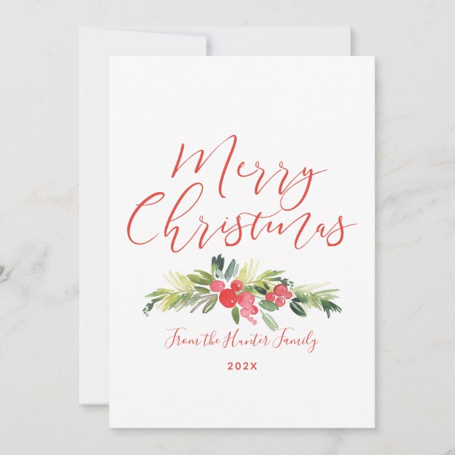 Merry Mistletoe | Vattenfärg Anteckningskort (Framsida)