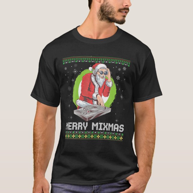 Merry Mixmas juljul DJ Turntable Music Pr T Shirt (Framsida)