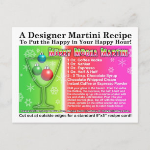Merry Mocha jul Martini Recipe-vykort Vykort