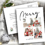 MERRY Modern Black Script Chic - minimalistiskt fo Helg Vykort<br><div class="desc">MERRY Modern Black Script Chic - minimalistiskt Helgdag för fotokollage. Skicka semesterhälsningar med anpassade och personlig till vänner,  kolleger och familj i enkla,  chic,  elegant och modern fotosamlingskarta,  festliga,  naturliga minimalistiska stil-kort!</div>