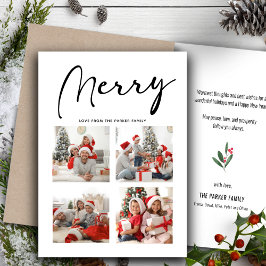 MERRY Modern Black Script Chic - minimalistiskt fo Helgkort