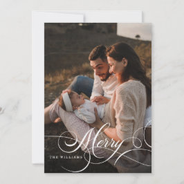 Merry Modern calligraphy 5 Photo Collage Family I Inbjudningar