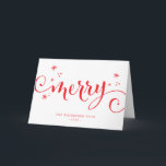 MERRY MODERN festive roligt calligraphy sparkles r Kort<br><div class="desc">by kat masard >> https://linktr.ee/simplysweetpaperie <<< A Söt,  personlig märkre only perfekt for favärdes -taggar för din julomslutning</div>