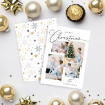 Merry Modern handskriven calligraphy 4 Photo Holid Julkort<br><div class="desc">God jul Modern elegant-koligraphy som efterliknar en handskriven inskription 4 foton som snabbt och enkelt kan ersättas med dina familjefotografiminimalistiska utformningar</div>