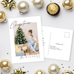 Merry Modern handskriven calligraphy Photo Helg Vykort