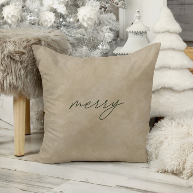 Merry ・ Modern minimal Taupe Velvet-jul Kudde (Skapare uppladdad)