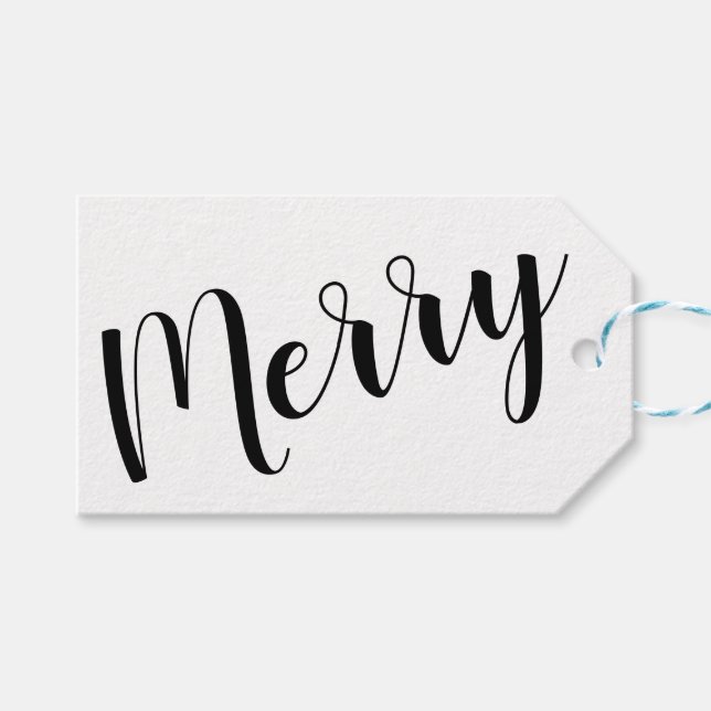 Merry | Modern | Svartvit Presentetikett (Framsidan (Horisontell))