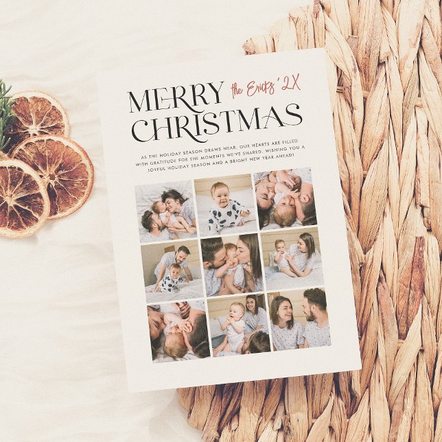 Merry Moments | Modern jul 9 Fotokollage Julkort (Skapare uppladdad)