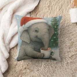 Merry Moments with a Cocoa-Loving Elephant Holiday Kudde