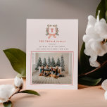 MERRY MONOGRAM Photo Julkort<br><div class="desc">MERRY MONOGRAM | Festiv vattenfärgsholly,  vapensköld och båge,  fotokort för helgdag.</div>