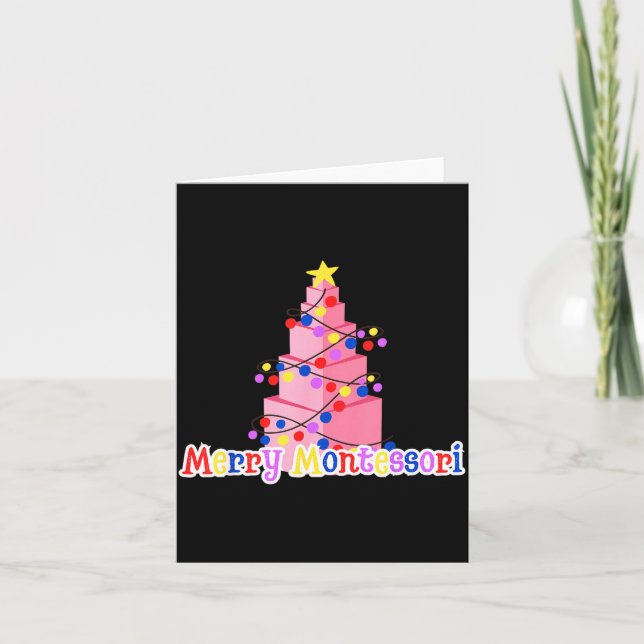 Merry Montessori Nk Tower Christmas Tree Teacher S Kort (Framsida)