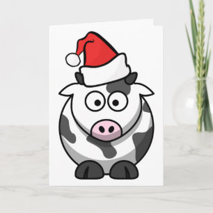 Merry Moo jul Cow Santa Hat Anpassningsbar Ord Helgkort