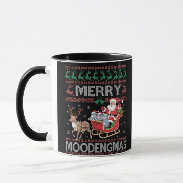 Merry MooDengmas Moo Deng jultomten Hippo Mugg (Vänster)