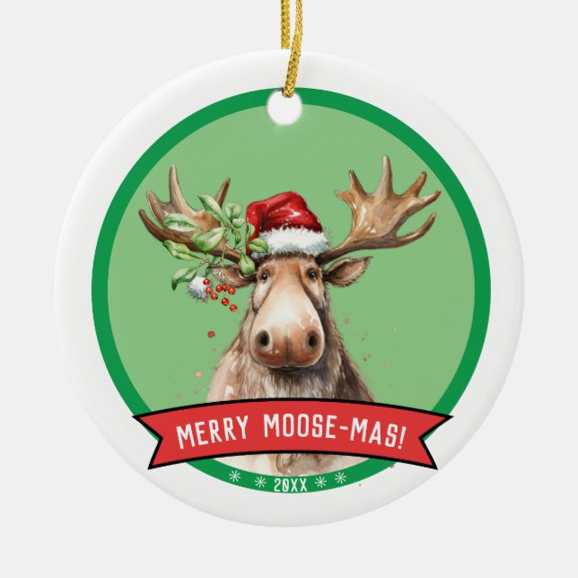 Merry Moose - Mas Helgdag jul Julgransprydnad Keramik (Framsidan)