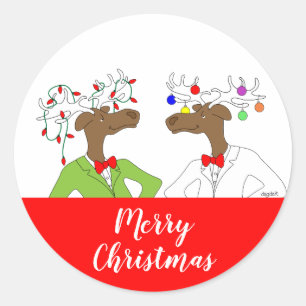 Merry Moose Sticker Runt Klistermärke