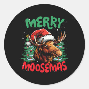 Merry Moosemas Funny jul Anka Älskare Runt Klistermärke