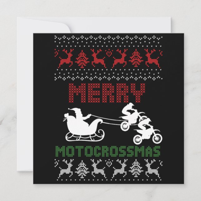 Merry Motocross smas Hjort Ugly julmotorcykel Inbjudningar (Framsida)