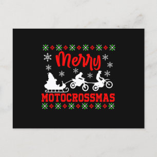 Merry Motocross smas Motorcycle Jultomten Ugly Xma Vykort