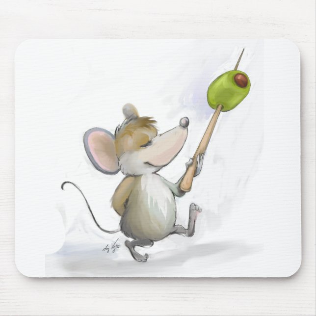 Merry Mouse Moe med Olive Mousepad Musmatta (Framsidan)