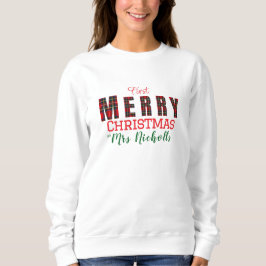MERRY Mrs. Royal Stewart Red 1st Christmas Plaid T Shirt