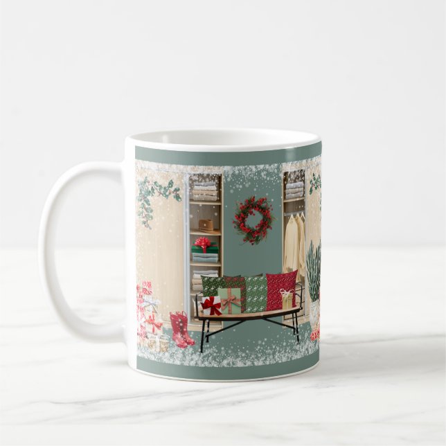 Merry Mudroom Scene Snö Kaffemugg (Vänster)