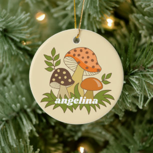 Merry Mushroom med eget namn Julgransprydnad Keramik
