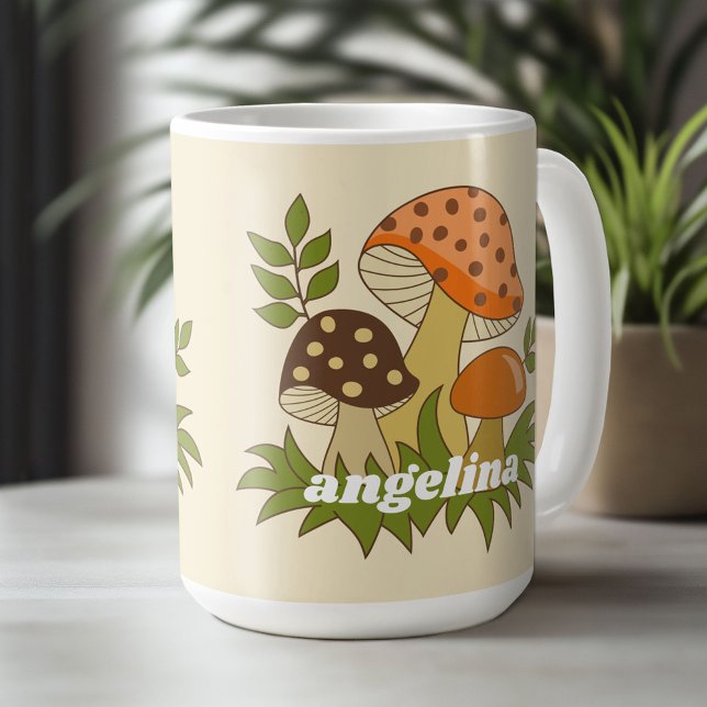 Merry Mushroom med eget namn Kaffemugg (Custom Merry Mushroom Mug - Personalize with Your Name or Initials)