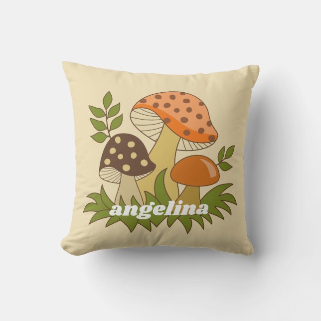 Merry Mushroom med eget namn Kudde (Framsida)