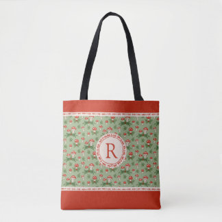 Merry Mushrooms Monogram Tote Tygkasse
