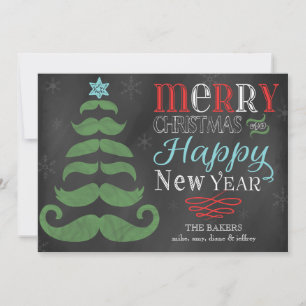 Merry Mustache Chalkboard - ett platt julkort
