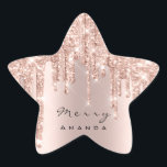 Merry Namn 16:e Möhippa Ro Glitter Spark Stars Stjärnformat Klistermärke<br><div class="desc">FlorenceK-design</div>
