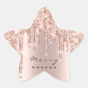 Merry Namn 16:e Möhippa Ro Glitter Spark Stars Stjärnformat Klistermärke