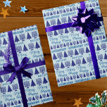 Merry Navy Intertron Barn Namn Chrismukkah Presentpapper<br><div class="desc">Anpassa den här typen av Chrismukah papper genom att lägga till ditt barns namn i marinen Julgran och Hanukkah Menorah mönster och skapa något speciellt för under träd. Designad för familjer mellan trosinriktningar som firar både kristna och judiska helgdagar, kommer denna söta papper med mörk blått text som ger ditt...</div>